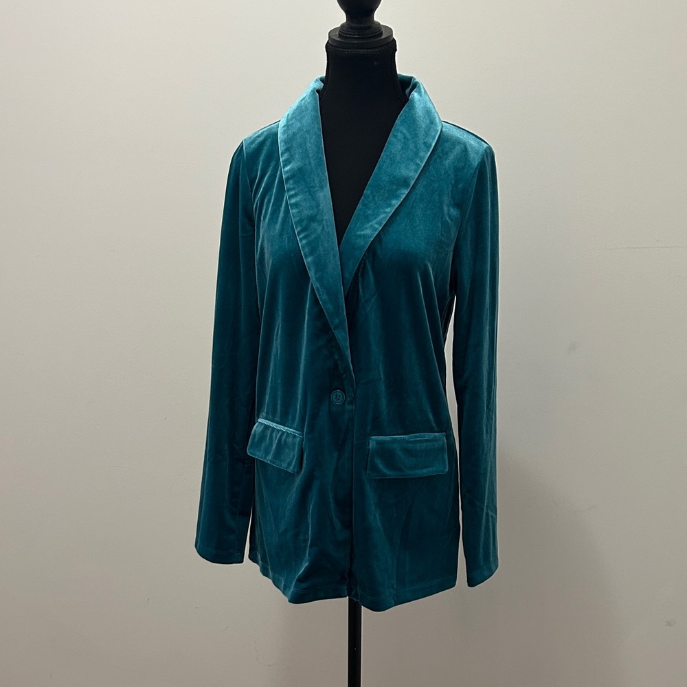 Sincerely Jules Teal Velvet Blazer